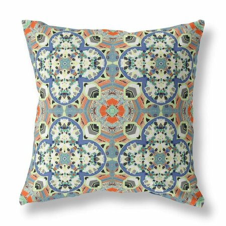 HOMEROOTS 26 in. Cloverleaf Indoor & Outdoor Throw Pillow Blue Cream & Orange 411792